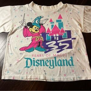 Disney Rare Vintage Retro White T-Shirt with Mickey Mouse Design Adult Size S/M